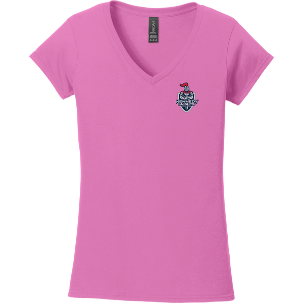 JFK Knights Football Softstyle Ladies Fit V-Neck T-Shirt