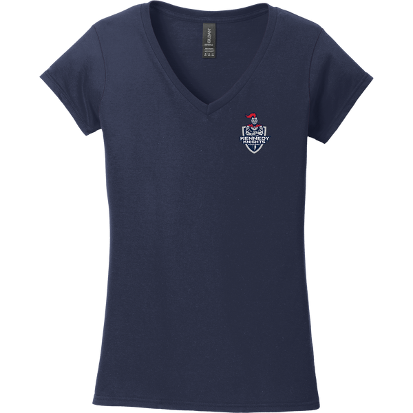 JFK Knights Football Softstyle Ladies Fit V-Neck T-Shirt